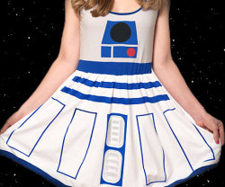 awesomeshityoucanbuy:  Star Wars R2-D2 DressBoop beep beep bop boop. Translation: look like the most fashionable geek in the galaxy with the Star Wars R2-D2 dress. The 95% cotton, 5% spandex dress will have heads turning and is a surefire way to win over