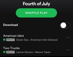 explorersofsky: explorersofsky: here’s my complete fourth of july playlist  stop telling me to add party in the USA you clowns have no respect for my artistic vision 