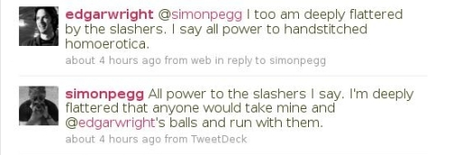 From that one time Simon Pegg, Edgar Wright, and Nick Frost wrote Hot Fuzz slash fiction via Twitter