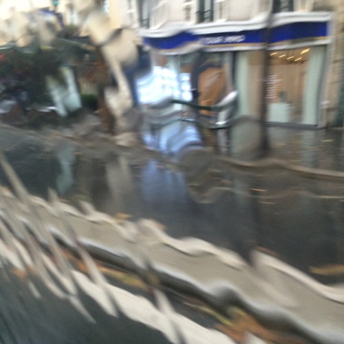 paris + rainy car window