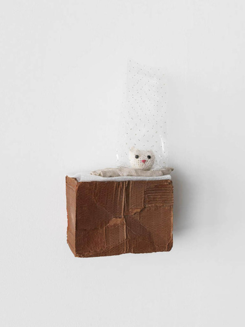 mentaltimetraveller:Liz MagorPalm Pet, 2016polymerized gypsum, wool, wood, plastic bag48 x 25 x 14,5