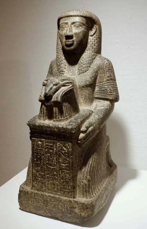 Kneeling black granite statue of Yupa, scribe of the 19th Dynasty pharaoh Ramesses II “the Great” (r