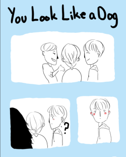 aowadda:         'I forgot the word for cute.''Dogs are cute, so I used that word instead.'how my friend met her bf and almost smacked him haaaaait was kinda cute so i made a comic