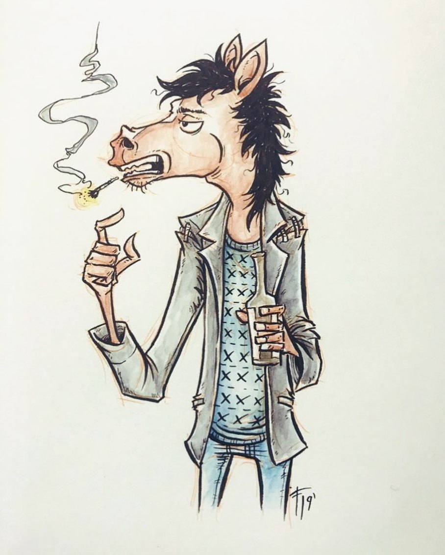 First time drawing anything from BoJack. Horseman, obviously. Love the show  and I hope to improve :) : r/BoJackHorseman