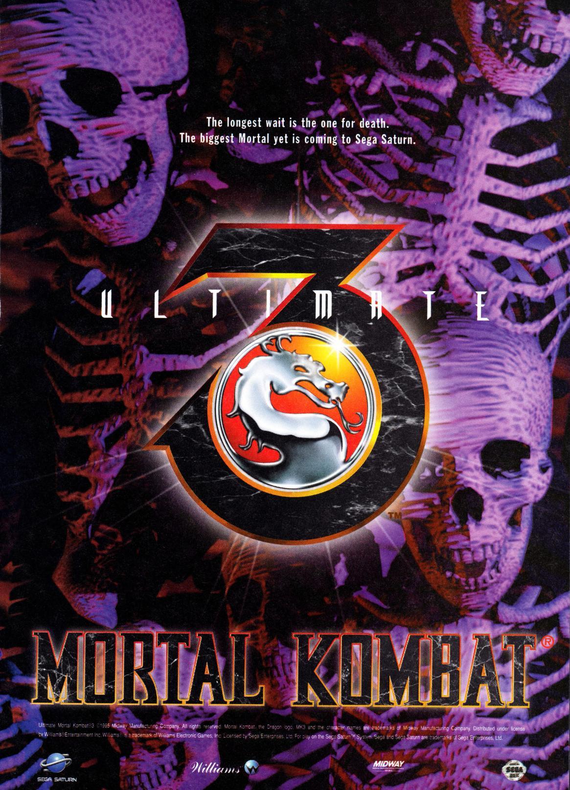 1996 Ultimate Mortal Kombat 3 for Sega Saturn Magazine Ad