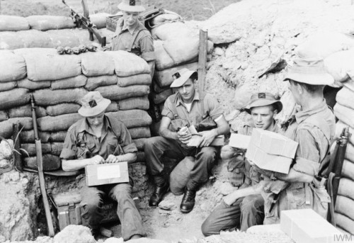 Men of the 1st Battalion, King&rsquo;s Own Scottish Borderers,receive gift parcels from home during 