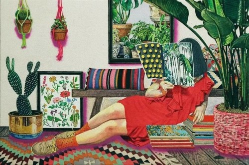huariqueje:  Living with Greens    -     Naomi Okubo, 2017 Japanese,b.1985- Acry