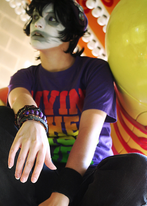 fromgilbowithawesome:   Gamzee (x) Photo (x/x)  This one goes with Sollux, John, Karkat and Eridan oh boy! (the pictures are captioned ew)