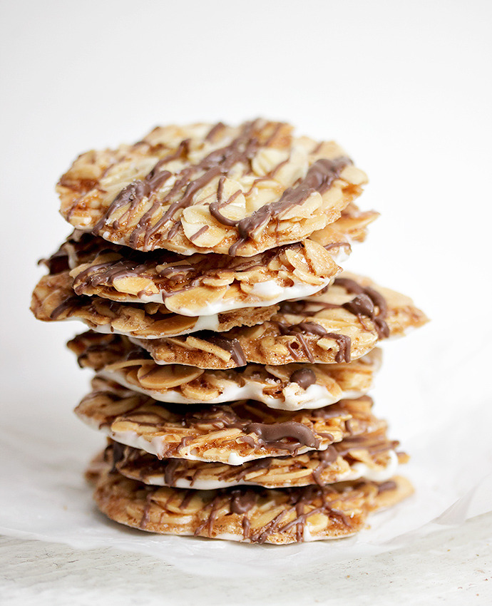 nom-food:  Double chocolate almond florentines 