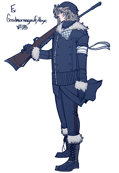destiny-islanders: Tundra Attire!Prompto for @goodmorningawfulbye, who won second place in my doodle giveaway! Full-view is your friend! :> 