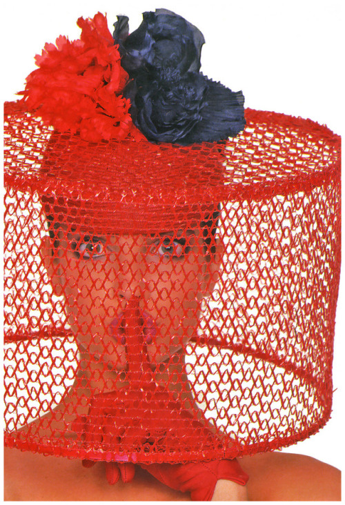 Stephanie Seymour in Pierre Cardin Hat, photographed by Marc Hispard for ELLE, 1987