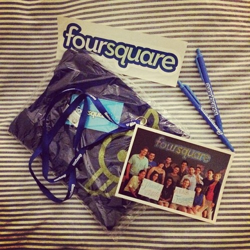 Got some nice Foursquare swag on Foursquare Day. Yay! (at Fuxschanze)