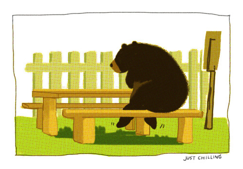 kbluebirdart:  Here’s another animal drawing ….a black bear just chillin at someone’s backyard….See, He’s just chillin…