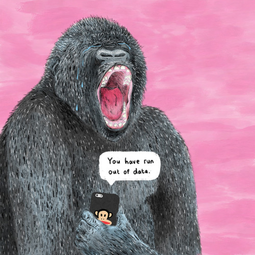 I have run out of data (again) and feel a bit like this overly dramatic gorilla