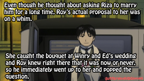 justroyaiheadcanons: Even though he thought about asking Riza to marry him for a long time, Roy&rsqu