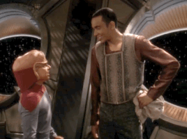 fangirlshenanigans: Star Trek meme: ¼ brotps  Jake Sisko x Nog Has there ever been one of your kind 