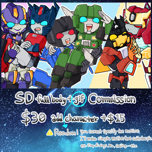 zeropercenter:SD full body+random gif Commissions are now open!I accept only 10 slots this Jan, Subs