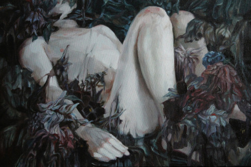  Meghan Howland (b.1985, USA) In a recent statement, Howland shares the point of view that new emotions surface when we see the beauty in something that has almost been destroyed. In her paintings, there has always been this common origin, created though