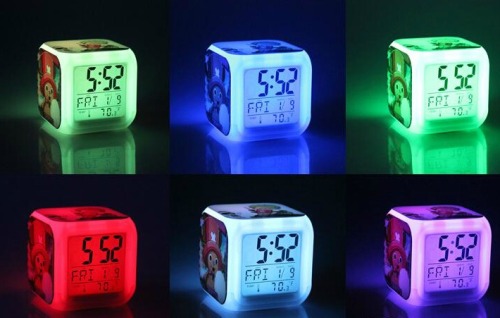 breakawaygeek:  Geek out with this   Minecraft alarm clock with LED multifunction night light!* Glowing LED with 7 Color Change* Plays 8 Alarm Songs* Displays - Hour -Minute-Date-Month-Week- Temperature* Alarm and Sleep Function* Excellent Night Light