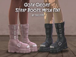 Trillyke | Goth Galore Strap Boots Mesh Edit
