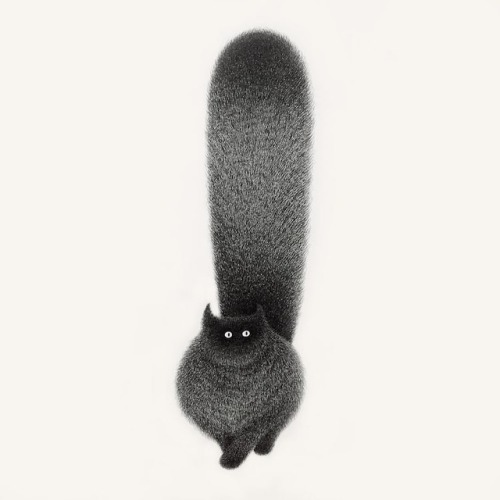 escapekit:   The Furry Thing seriesMalaysian artist Kamwei Fong is the creator of The Furry Thing series: a collection of adorable fluffy black cat ink drawings.