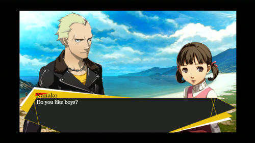 lframe-of-mindl:  AU where everything is the same except Kanji has feelings for Narukami, and he is siblings with Nanako. While spending with him, Nanako decides to ask him a question…(Sorry you guys I just REALLY love the concept of Nanako being Kanji’s