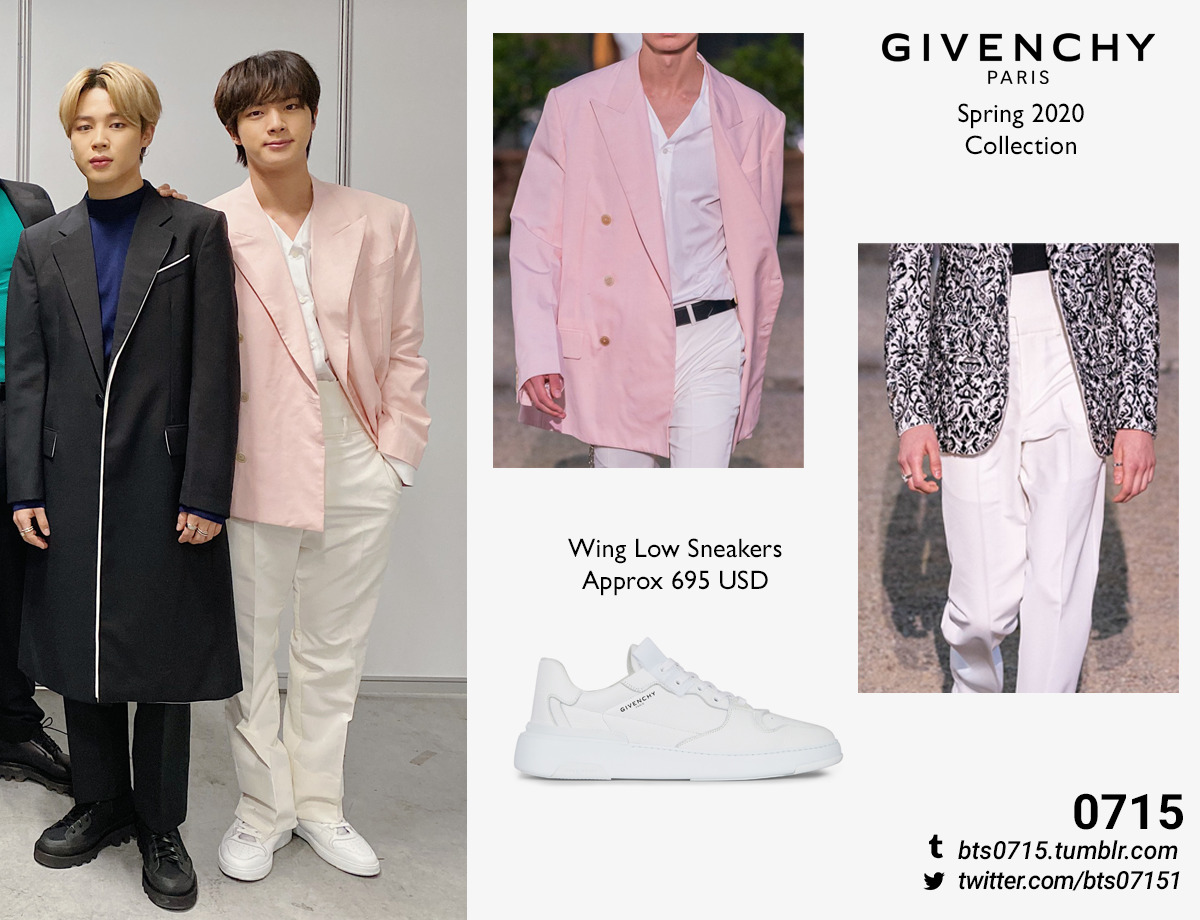 BTS FASHION/STYLE FINDER — 190717  Jin : GIVENCHY - Leather logo slide