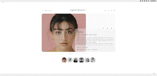 taezs:talia: character page by @taezscharacter/member/muse page with featuring a flickity carousel a