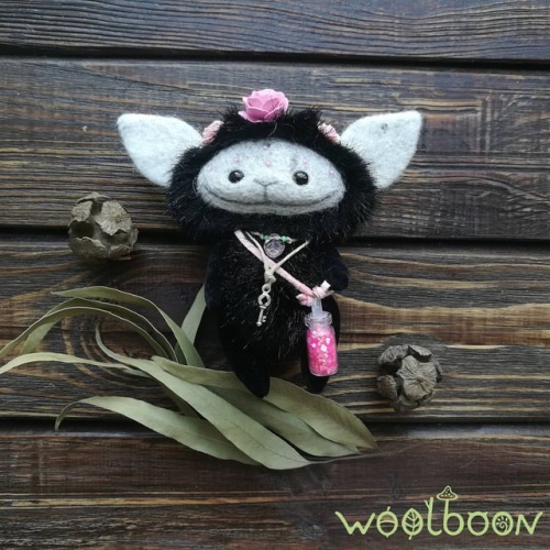 Black but cuteShe is adopted #woolboon #black #pink #goth #cute #fluffy #artdoll #fantasytoy #fair