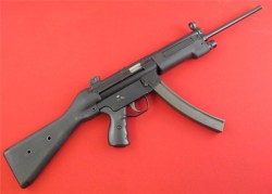 gunrunnerhell:  Special Weapons SW-5 A U.S made MP5 clone, the SW-5 was available in two variants; a stamped steel receiver and a cast steel receiver. The one in the photos is of the cast version. They’re supposed to be more rigid and less prone to