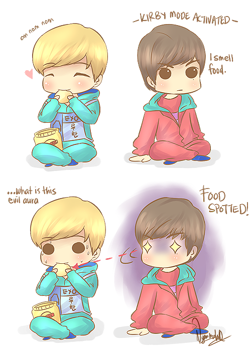 nyanmako:   Good Guy Luhan and conman Daehyun  idk what kind of snacks they ate but let’s just pretend it was potato chips 