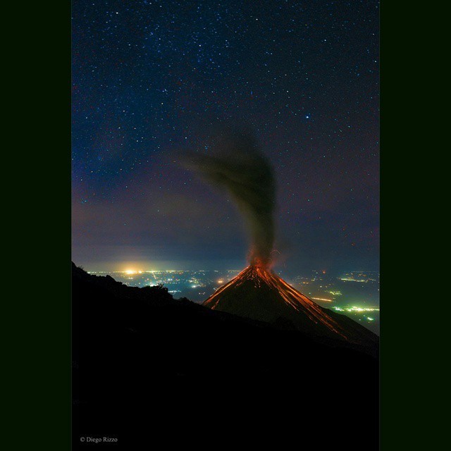 Volcano of Fire Erupts Under the Stars #nasa #apod #volcano #eruption #lava #ash