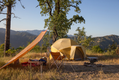 Big Sur at sunset with a nice assortment of vegan camp food. Beyond Burgers with Upton’s Bacon Seita