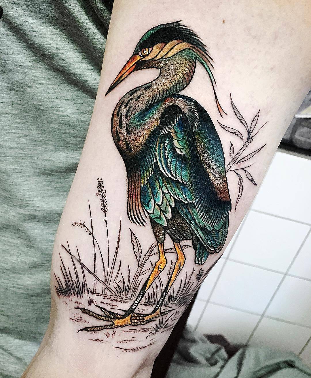 Blue Heron Tattoo by Richard Lamos