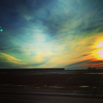 A beautiful rainbow cloud on our way home…