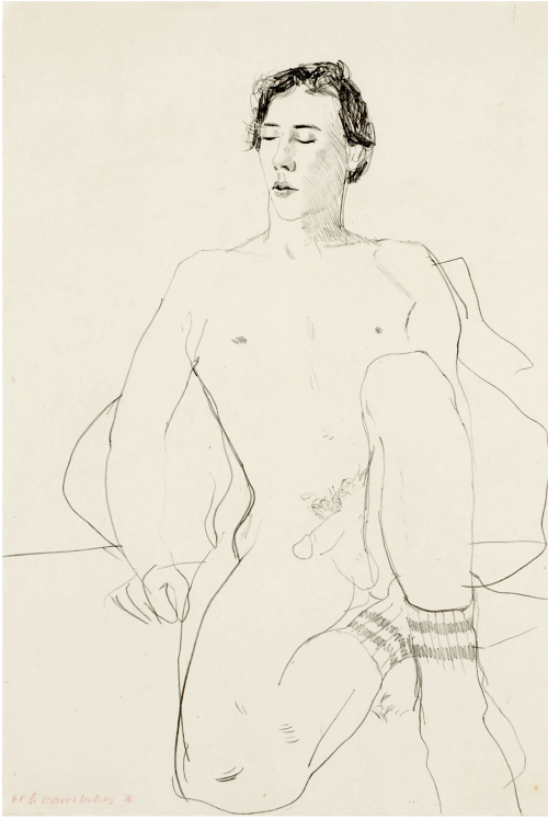 newloverofbeauty:  David Hockney:  Gregory with Socks  (1976)   Lithography