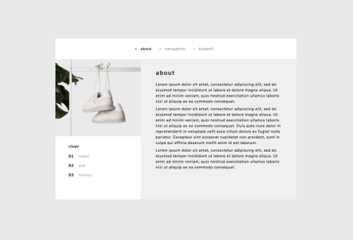 nouvae:  river by nouvae static :: code minimal responsive all-in-one pagehas profile image, sidebar
