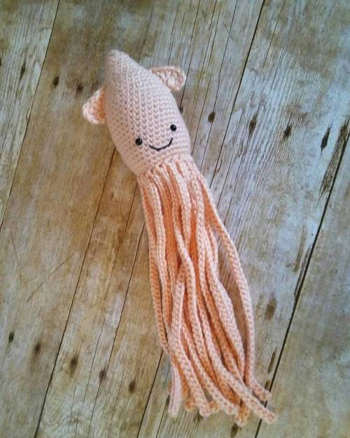 adorableadornments:This adorable squid is ready to ship! Squishy soft and ready for cuddles Link in 