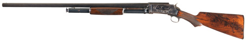 Factory engraved special order Marlin Model 1898 pump action shotgun, circa 1898 - 1905.