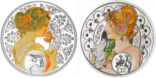 muchofmucha:  A series of twelve coins devoted to the 150th anniversary of Alphonse Mucha 