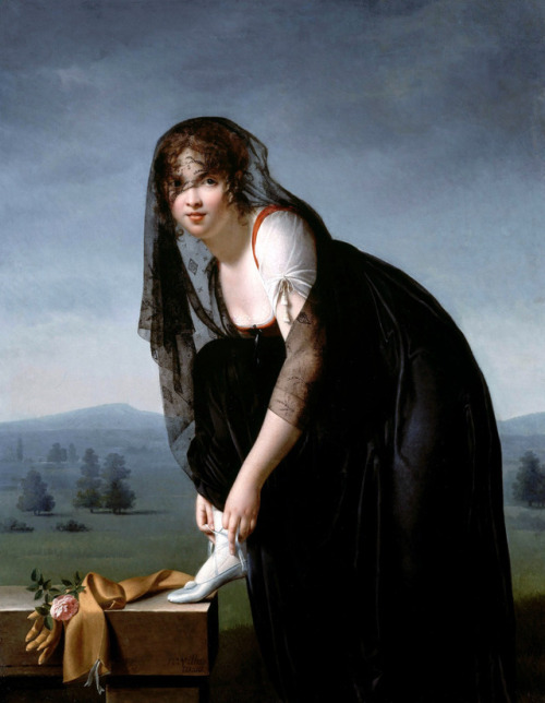 eatingbreadandhoney:Portrait of Madame Soustras by Marie-Denise Villers 1802.
