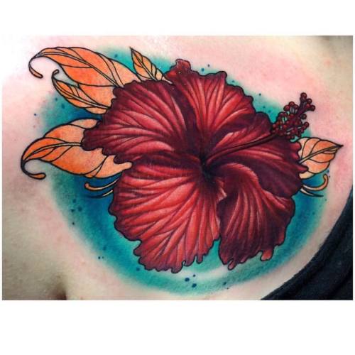 Beautiful hibiscus tattoo done by @megan_massacre this week at Grit N Glory 🌺 (at Grit N Glory)