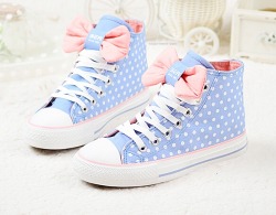 hlyue:  Sweet dot bow canvas shoes from Harajuku