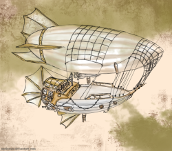 steampunkartists:  Airships An airship today has pretty much the same design as the first ones. What differs is the amount of cargo that can be brought as well as the speed and durability.Today, most airships used by the military and even some pirates