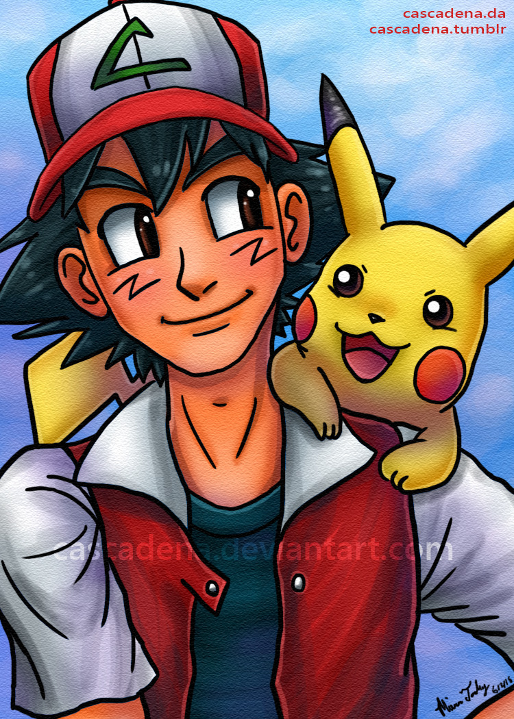 mezasepkmnmaster:  Commission of older Ash and Pikachu! Source is linked with the