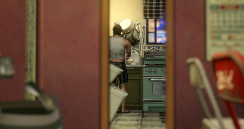 Homeboy With His Teeny-tiny Kitchen.
