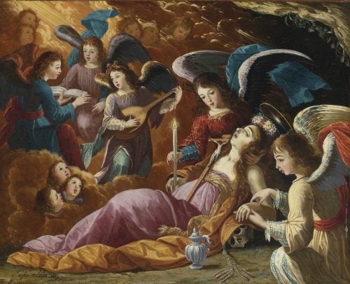 Josefa de Óbidos (Josefa de Ayala Figueira)The Penitent Magdalene Comforted by AngelsOil on copper [