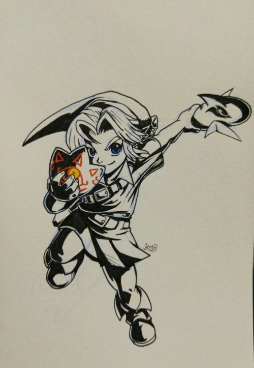 Inktober Drawlloween day 18. Theme: Mask. The Legend of Zelda Majora’s Mask is one of my favor