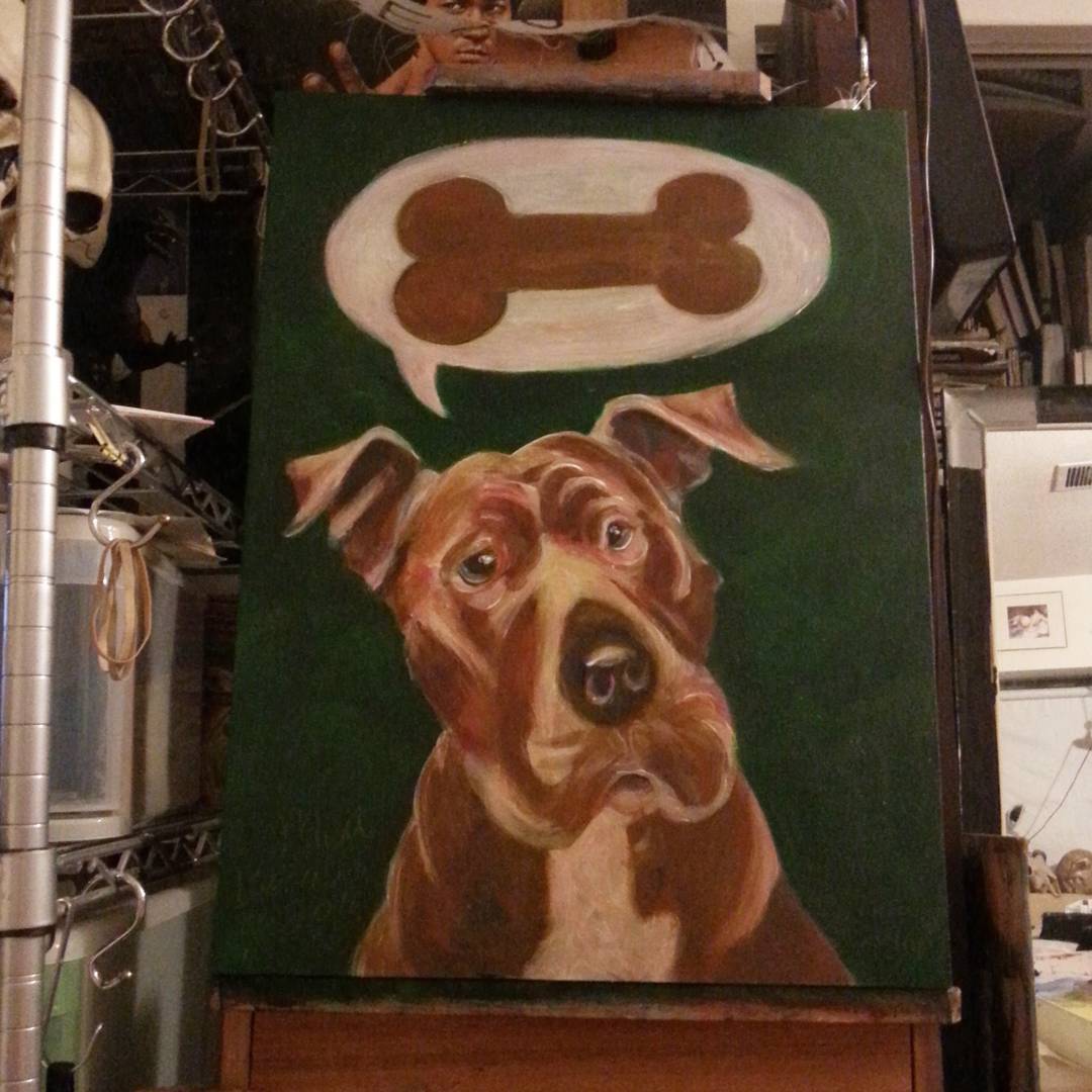 Working on a pet portrait commission. Fun times.  Woof. #dog #dogs #art #painting