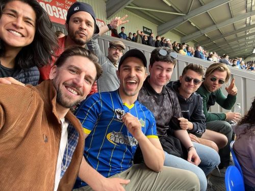 dailysudeikis:  Jason with his children and some of the rest of the Ted Lasso cast at the AFC Wimble